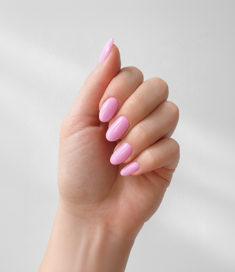 Manicure con esmalte rosa Sakura